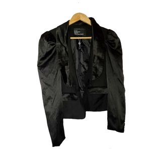 GOOD CONDITION: SATIN AND COTTON CROPPED BLAZER